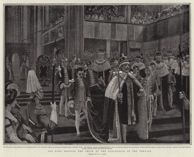 The King leaving the Choir at the Conclusion of the Service by Henry Marriott Paget